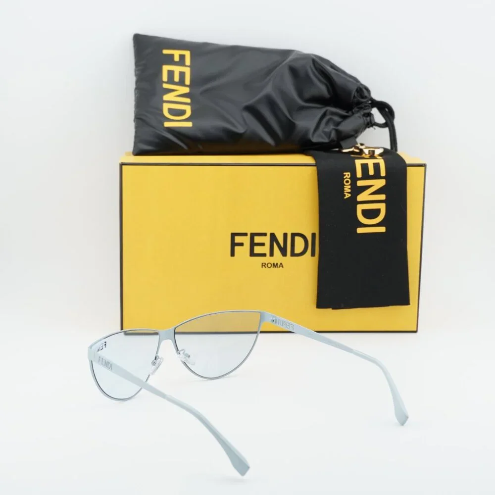 Fendi FE40138U 85V Sunglasses Blue Cat Eye Frame, Blue Lenses